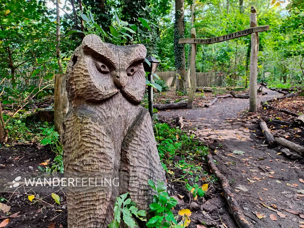 202310140-42 - Holzskulptur an der Waldschule Zehlendorf im Düppeler Forst, Berlin, Deutschland