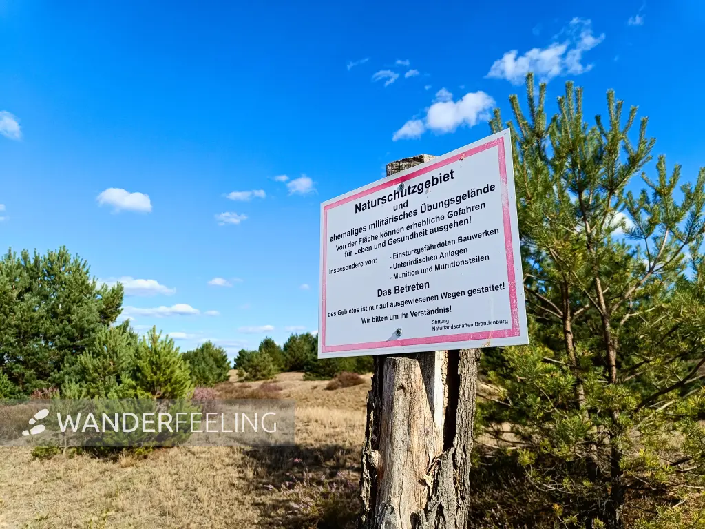 202508180-12 - Warnschild im Wildnisgebiet Jüterbog bei Luckenwalde, Fläming, Brandenburg, Deutschland