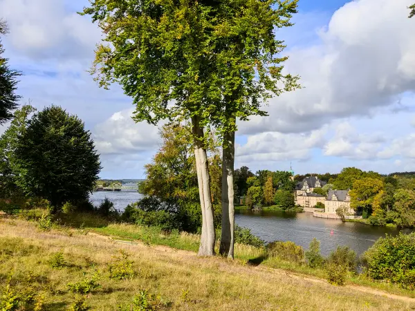202310140-34 - Ausblick vom Park Babelsberg zum Jagdschloss Glienicke, Potsdam, Brandenburg, Deutschland