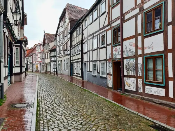 202308151-19 - Fachwerkhäuser in Hameln, Weserbergland, Niedersachsen, Deutschland