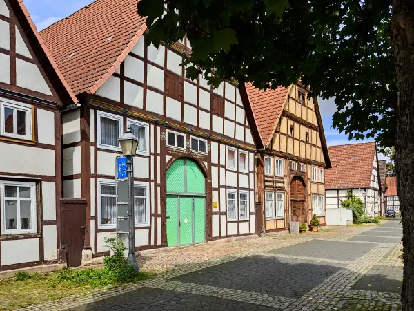 202308150-07 - Fachwerkhäuser in Lügde, Weserbergland, Nordrhein-Westfalen, Deutschland