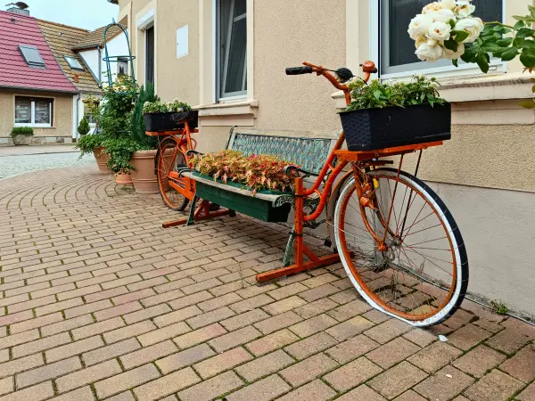 202507260-01 - Fahrradbank in Pritzerbe, Havelland, Brandenburg, Deutschland