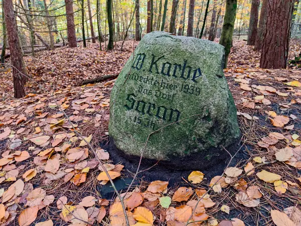 202311060-28 - Gedenkstein im Müritz-Nationalpark bei Carpin, Mecklenburgische Seenplatte, Mecklenburg-Vorpommern, Deutschland