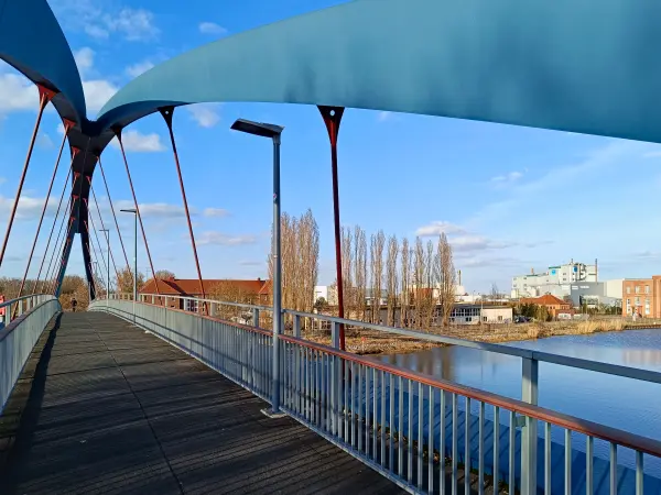202603120-30 - Henkelbrücke, Elbe-Havel-Kanal und Waschmittelwerk in Genthin, Elbe-Börde-Heide, Sachsen-Anhalt, Deutschland