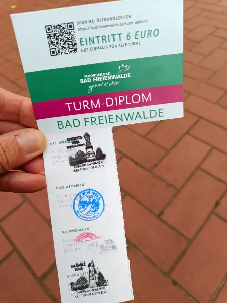 202609190-25 - Stempelkarte des Turmwanderweges bei Bad Freienwalde, Seenland Oder-Spree, Brandenburg, Deutschland