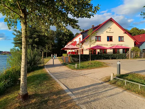 202508200-41 - Uferweg an der Binnenmüritz in Waren, Mecklenburgische Seenplatte, Mecklenburg-Vorpommern, Deutschland