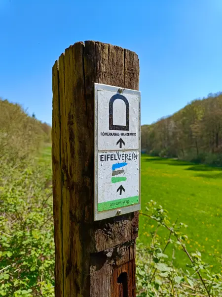 202604220-12 - Wegweiser bei Urfey, Eifel, Nordrhein-Westfalen, Deutschland