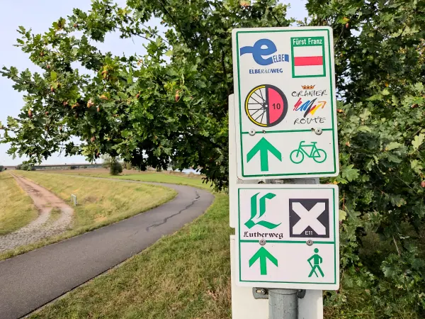 202310110-27 - Wegweiser bei Vockerode, Anhalt-Dessau-Wittenberg, Sachen-Anhalt, Deutschland