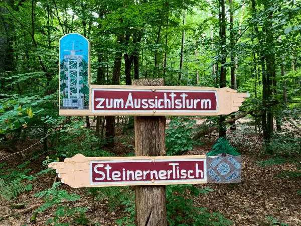 202508230-16 - Wegweiser in den Rauener Bergen, Seenland Oder-Spree, Brandenburg, Deutschland