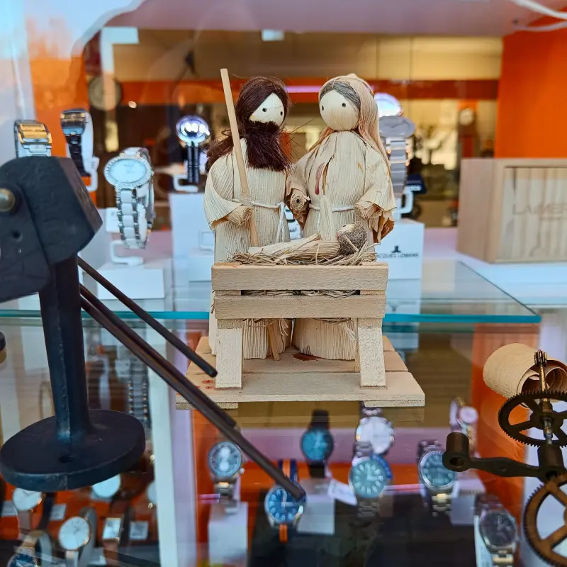 Schaufensterauslage mit Krippe